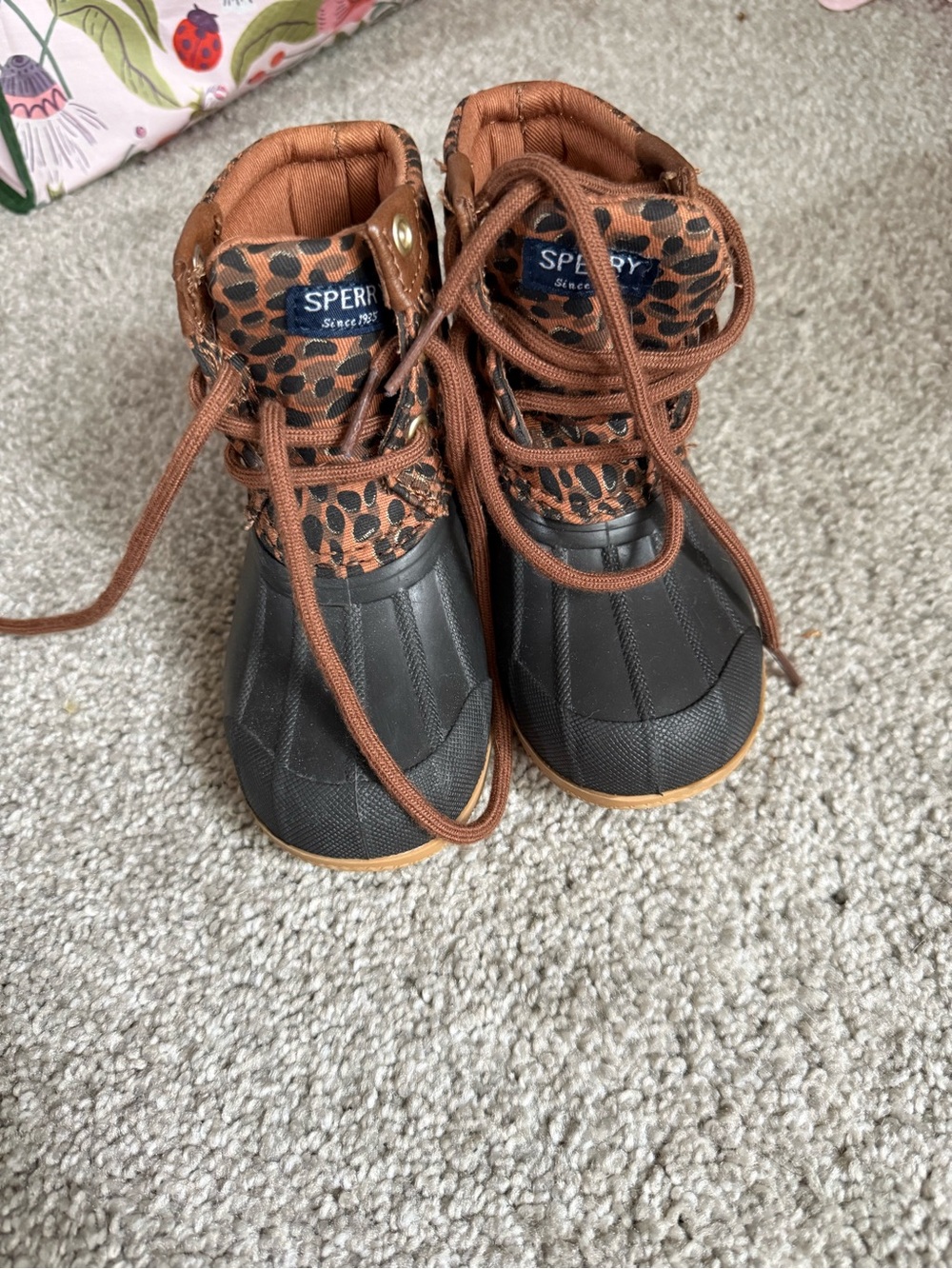 Sperry Kids Brown & Black Leopard-Accent Rain Boots